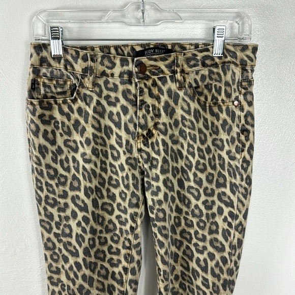 Judy Blue Skinny Fit Jeans Women's 5/27 Heathered Cheetah Tan Black Stretch - Picture 3 of 12